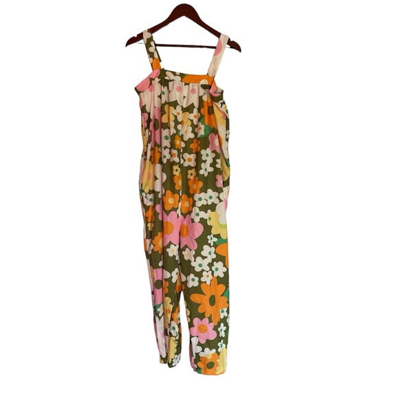 1960s Flower Print Romper With Pockets Size S-L One piece - Picture 2 of 4